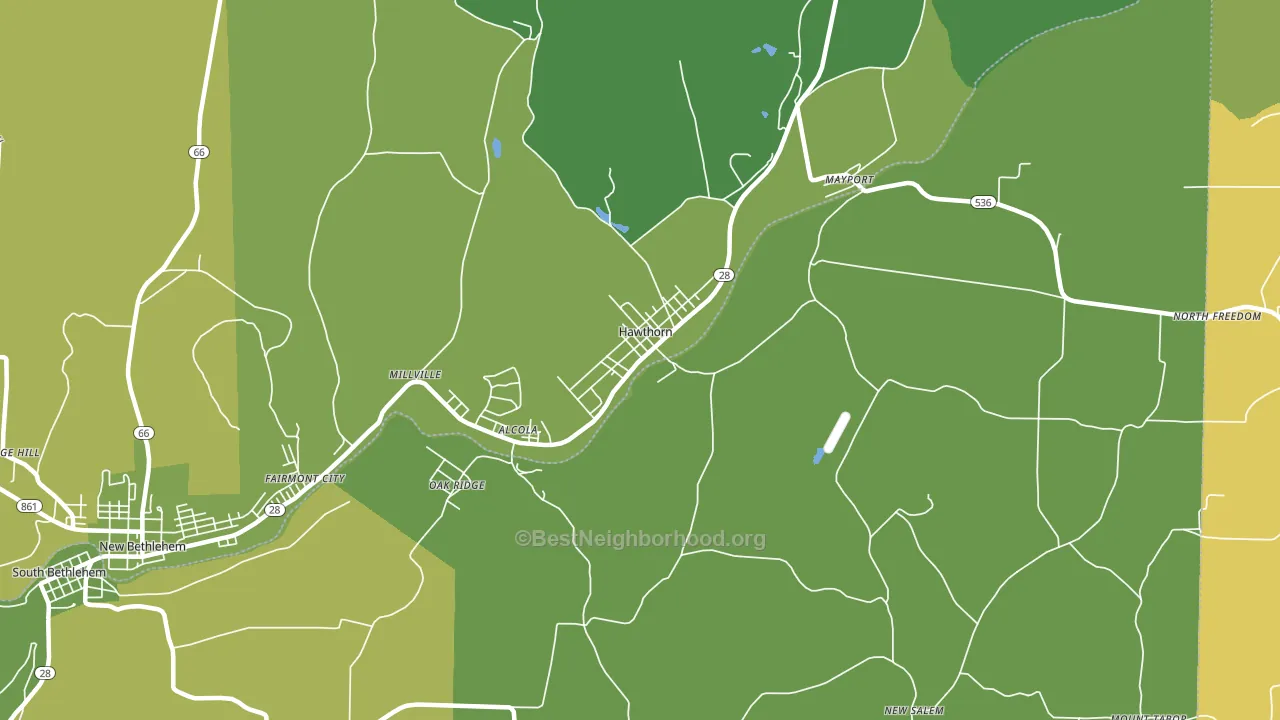 Hawthorn, PA block-group voter-turnout map