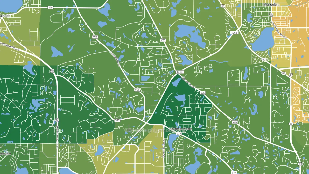 Hawthorn Woods, IL block-group voter-turnout map