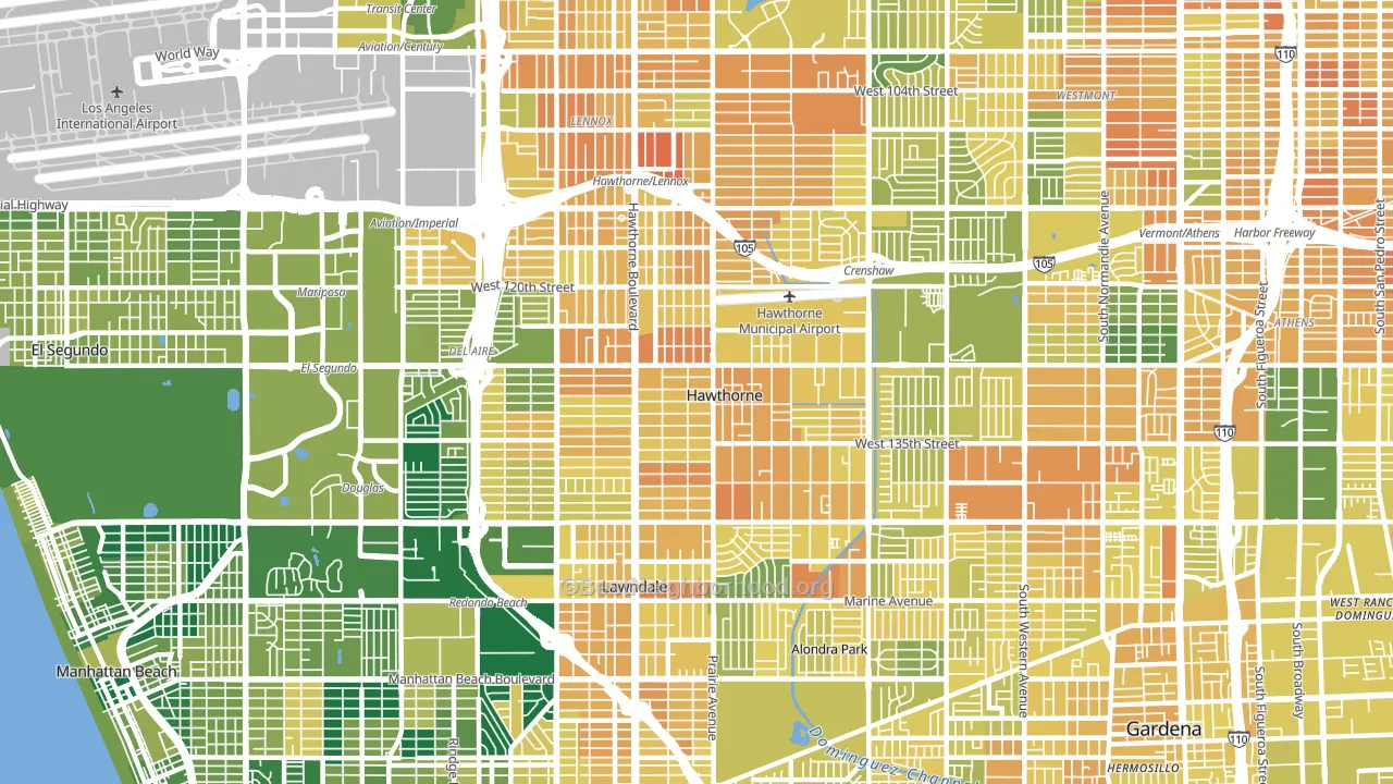 Hawthorne, CA block-group voter-turnout map