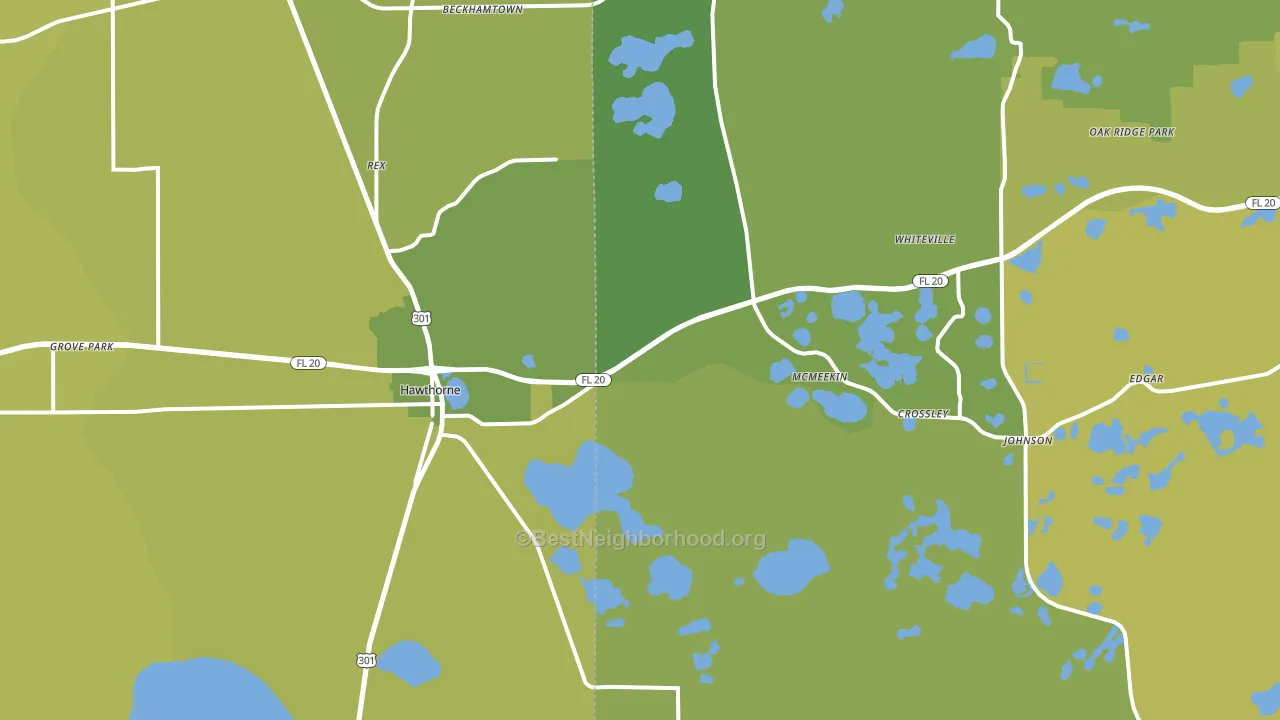 Hawthorne, FL block-group voter-turnout map