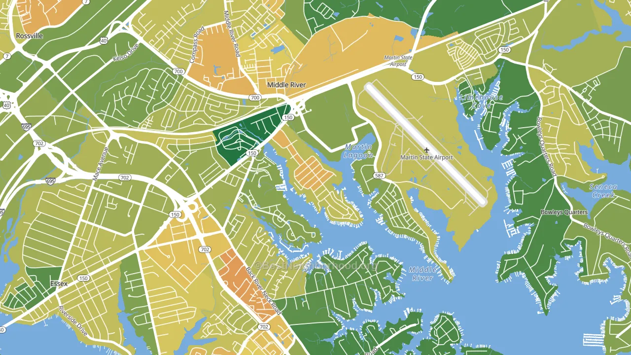 Hawthorne, Middle River, MD block-group voter-turnout map