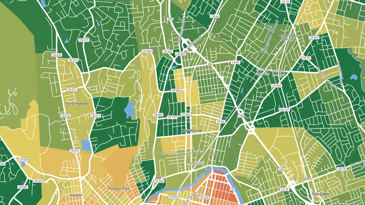 Hawthorne, NJ block-group voter-turnout map