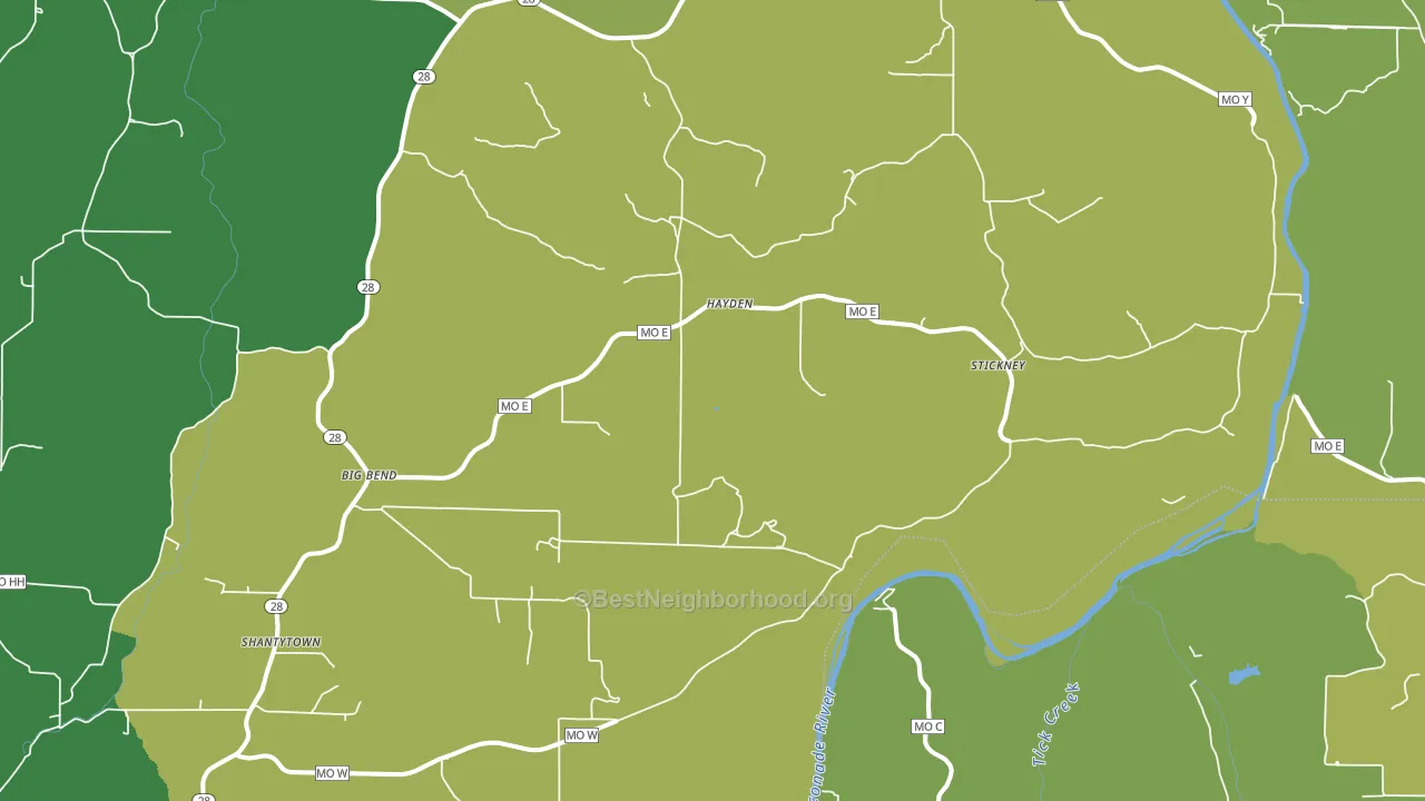 Hayden, MO block-group voter-turnout map
