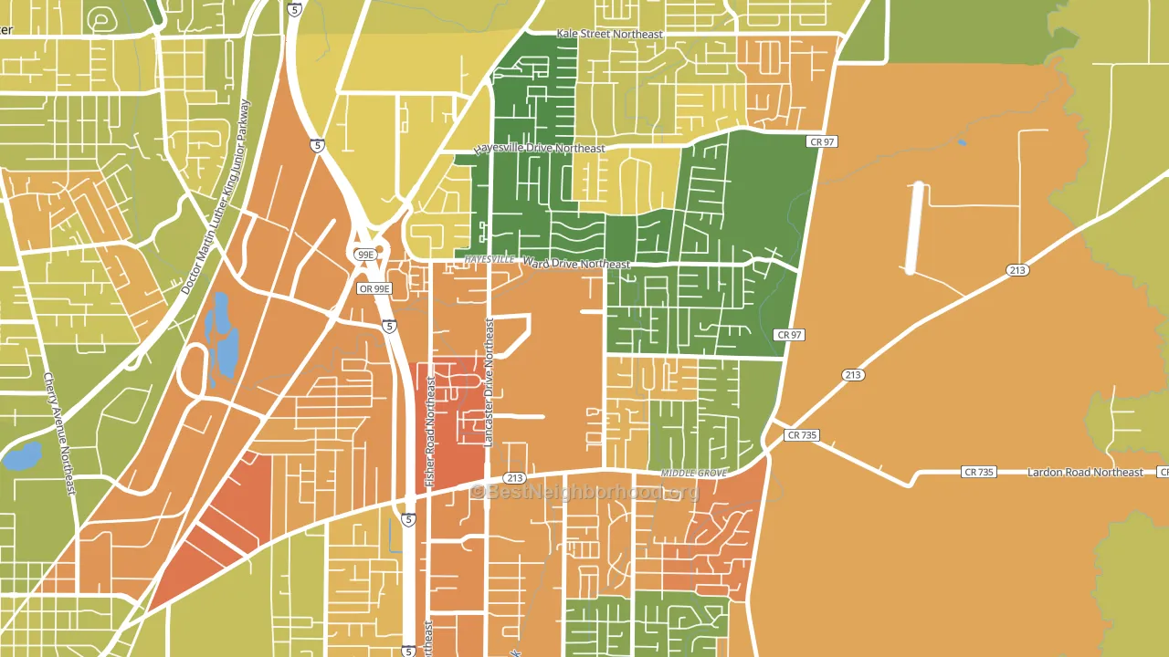 Hayesville, OR block-group voter-turnout map