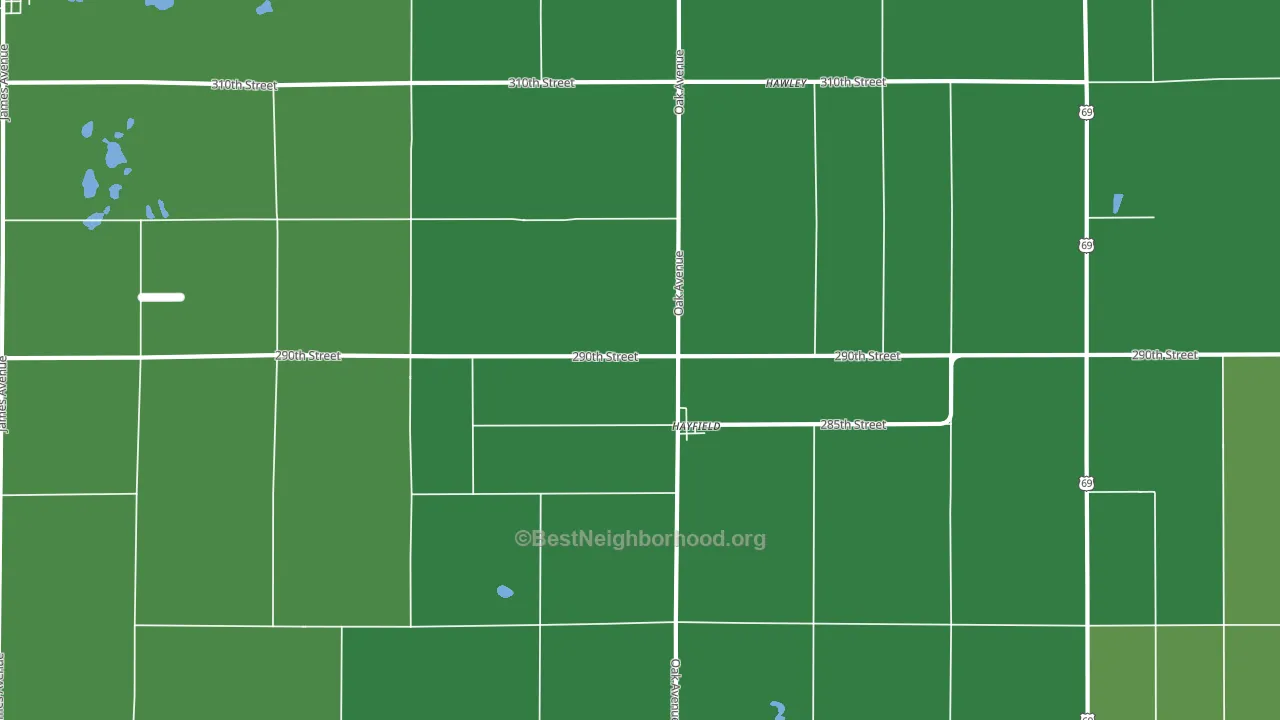 Hayfield, IA block-group voter-turnout map