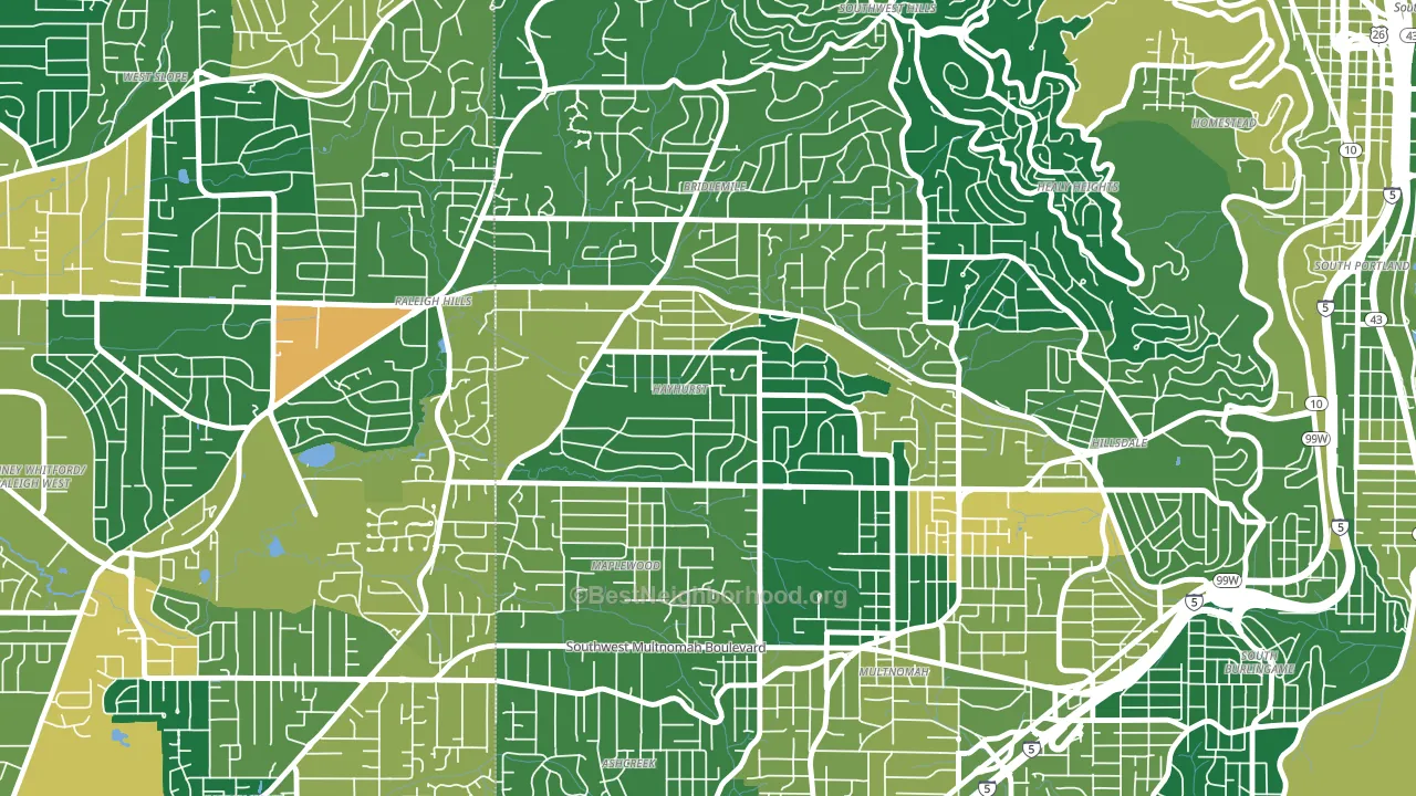 Hayhurst, Portland, OR block-group voter-turnout map