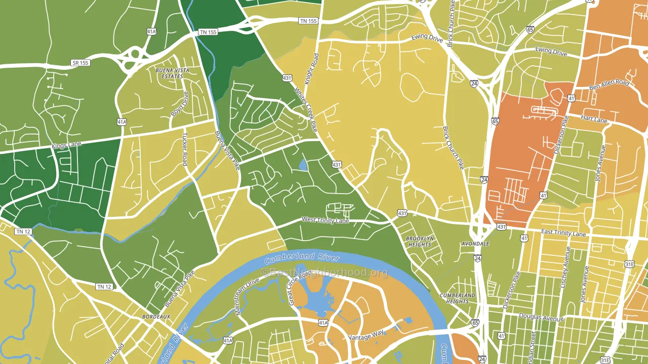 Haynes Area, Nashville, TN block-group voter-turnout map