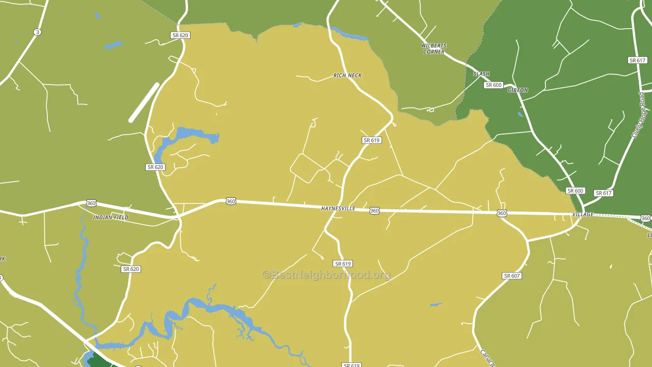 Haynesville, VA block-group voter-turnout map