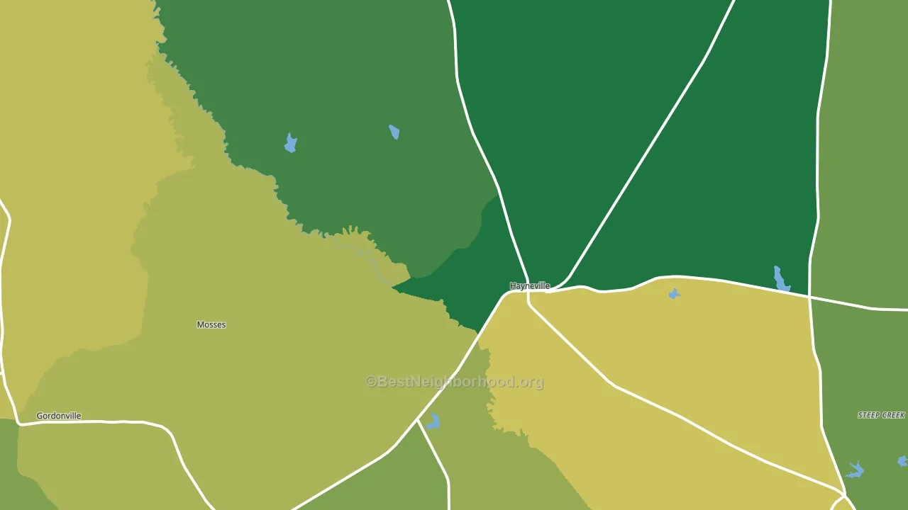 Hayneville, AL block-group voter-turnout map