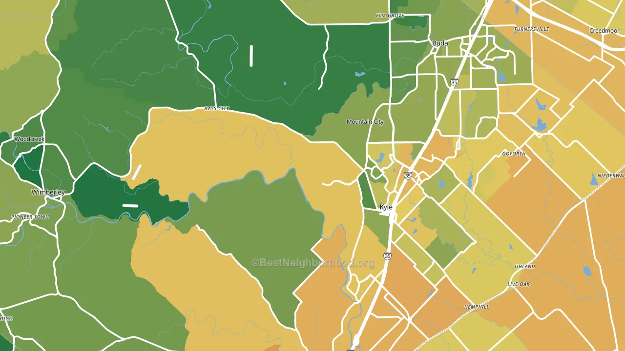 Hays County, TX block-group voter-turnout map