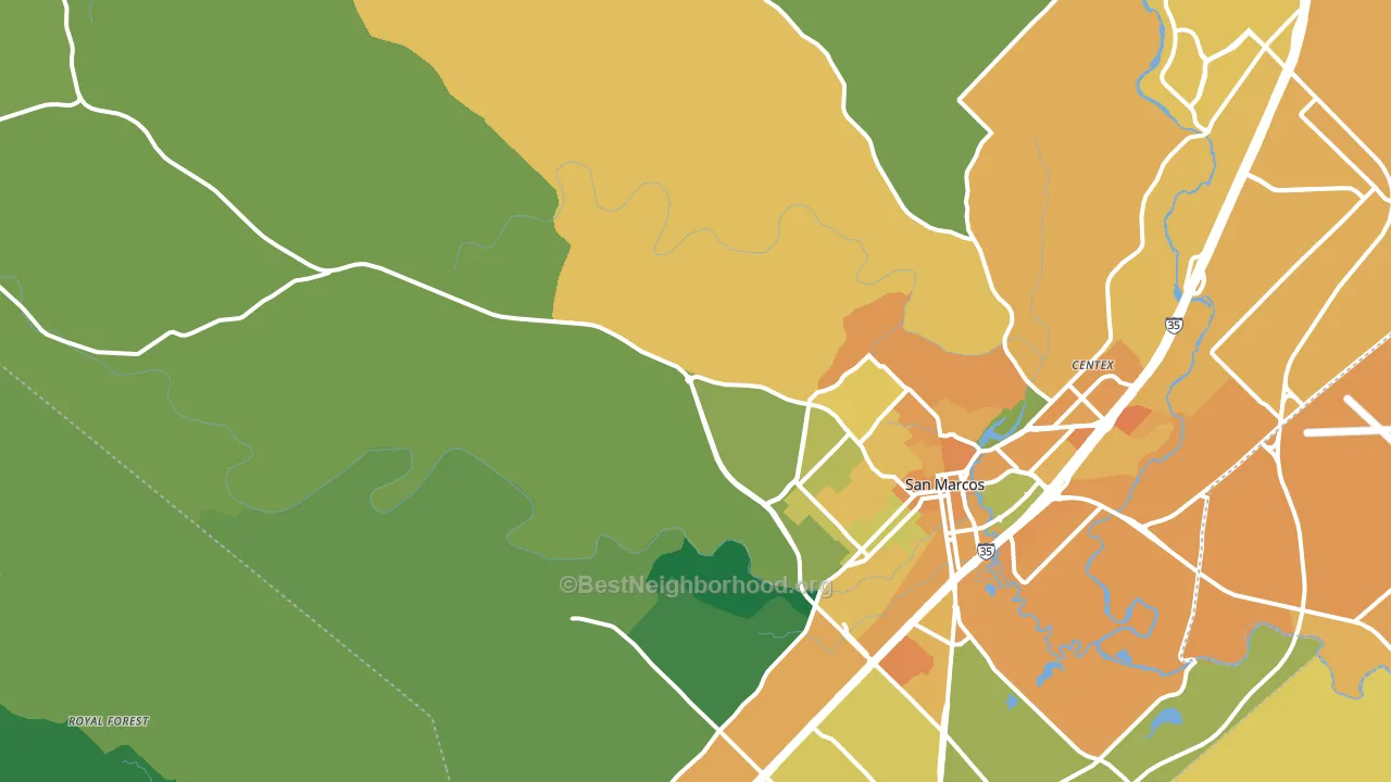 Hays, TX block-group voter-turnout map
