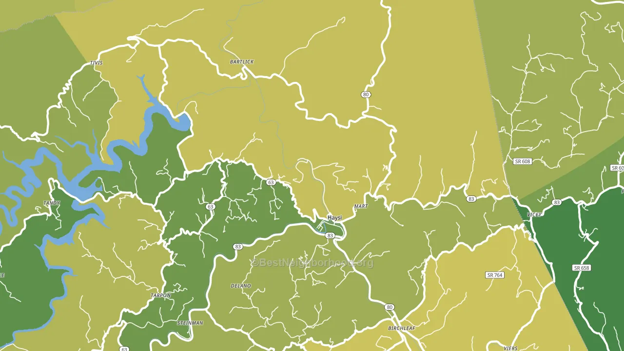 Haysi, VA block-group voter-turnout map