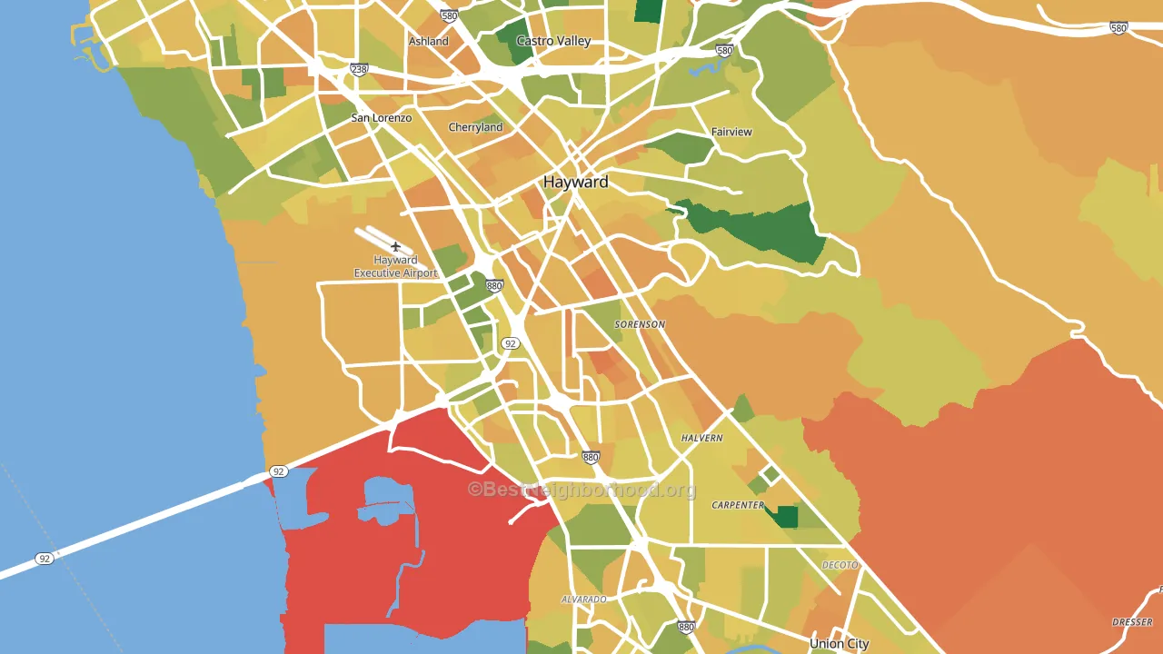 Hayward, CA block-group voter-turnout map