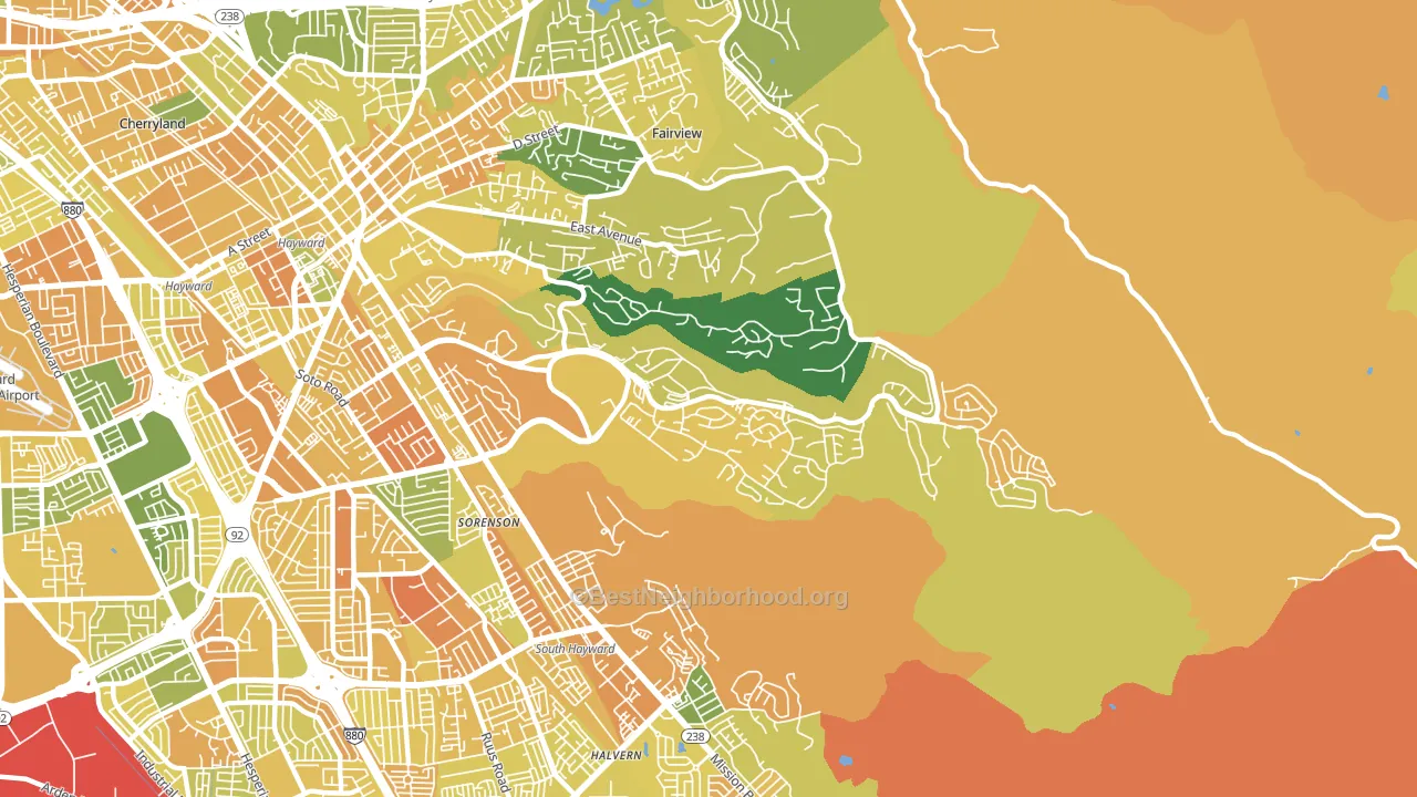 Hayward Highland, Hayward, CA block-group voter-turnout map
