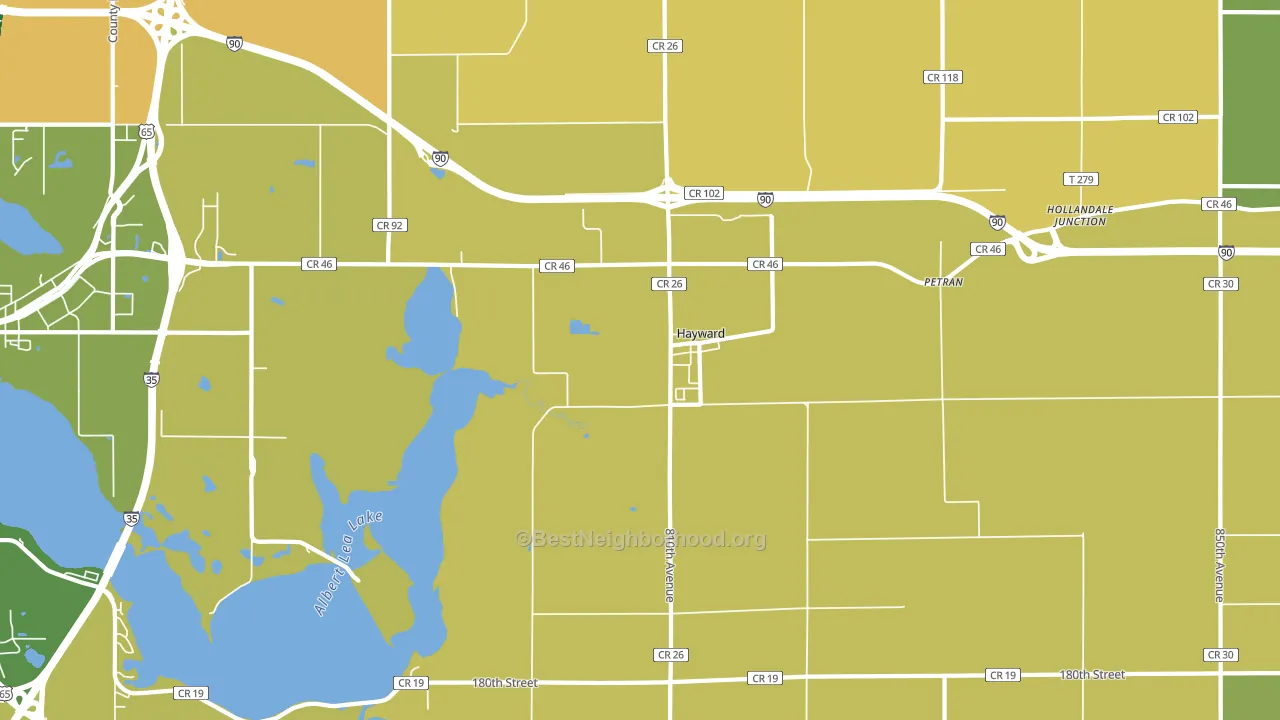 Hayward, MN block-group voter-turnout map