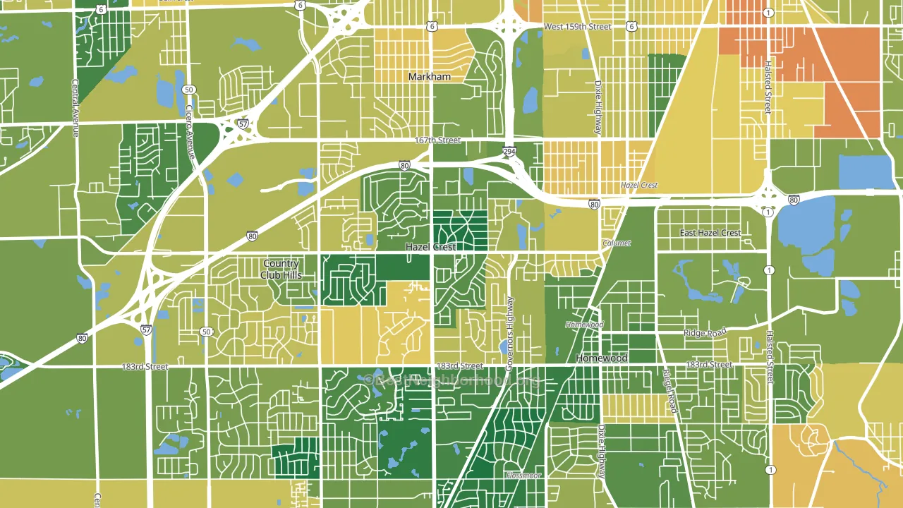 Hazel Crest, IL block-group voter-turnout map