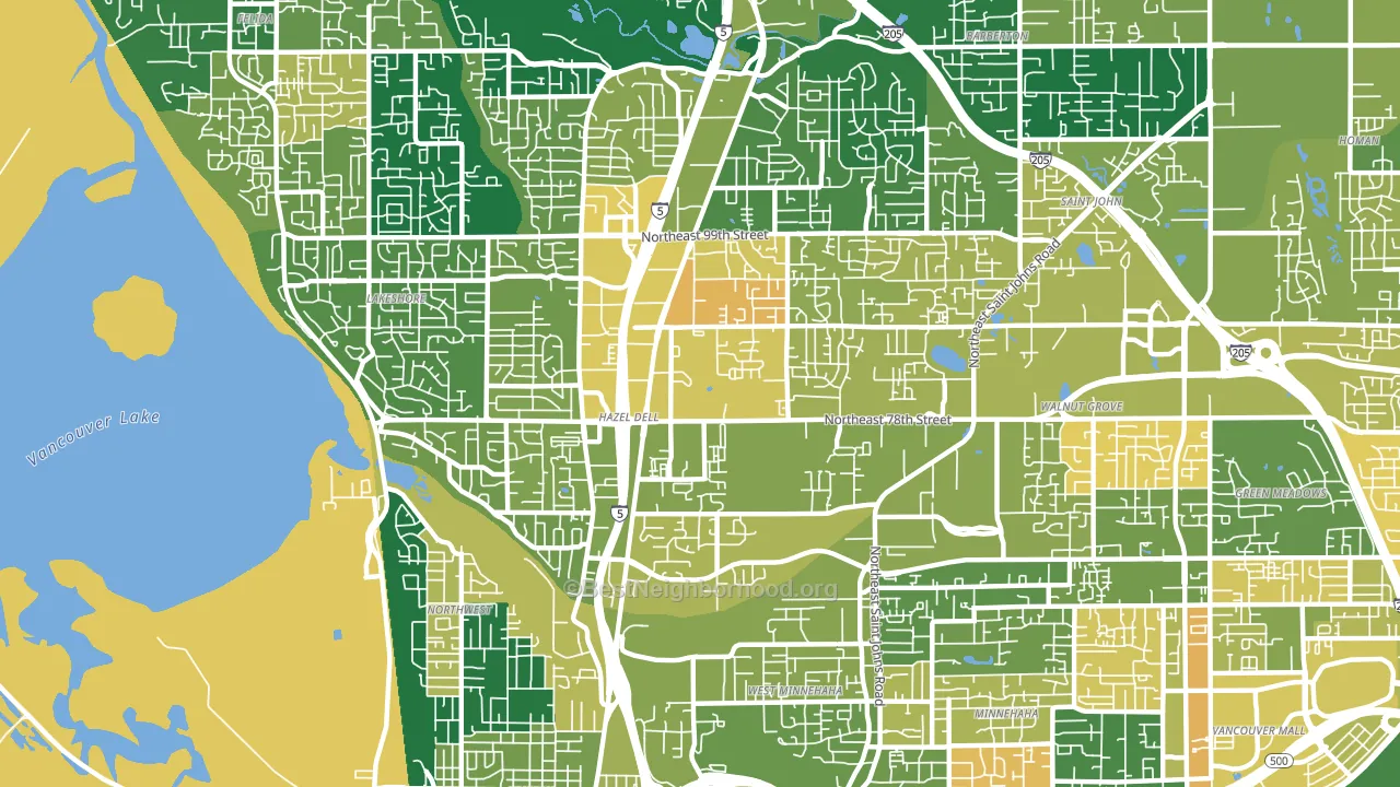 Hazel Dell, WA block-group voter-turnout map