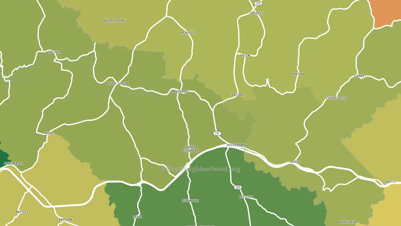 Hazel Green, KY block-group voter-turnout map