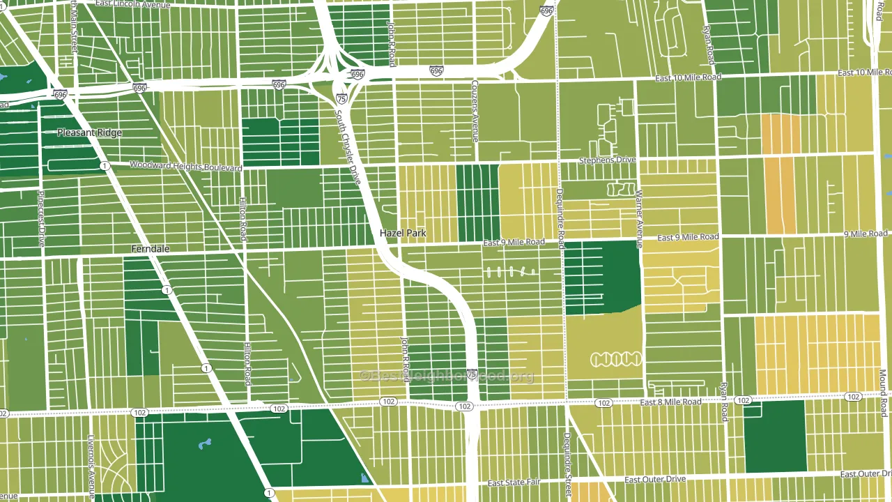 Hazel Park, MI block-group voter-turnout map