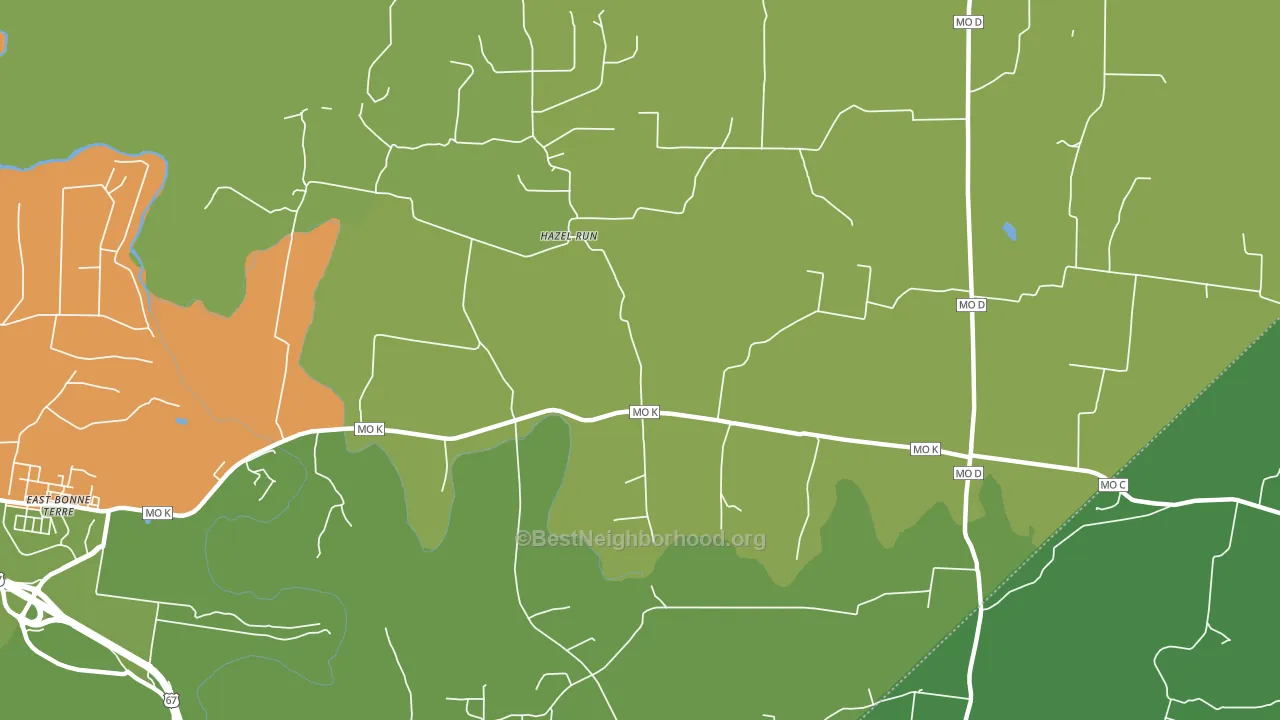 Hazel Run, MO block-group voter-turnout map