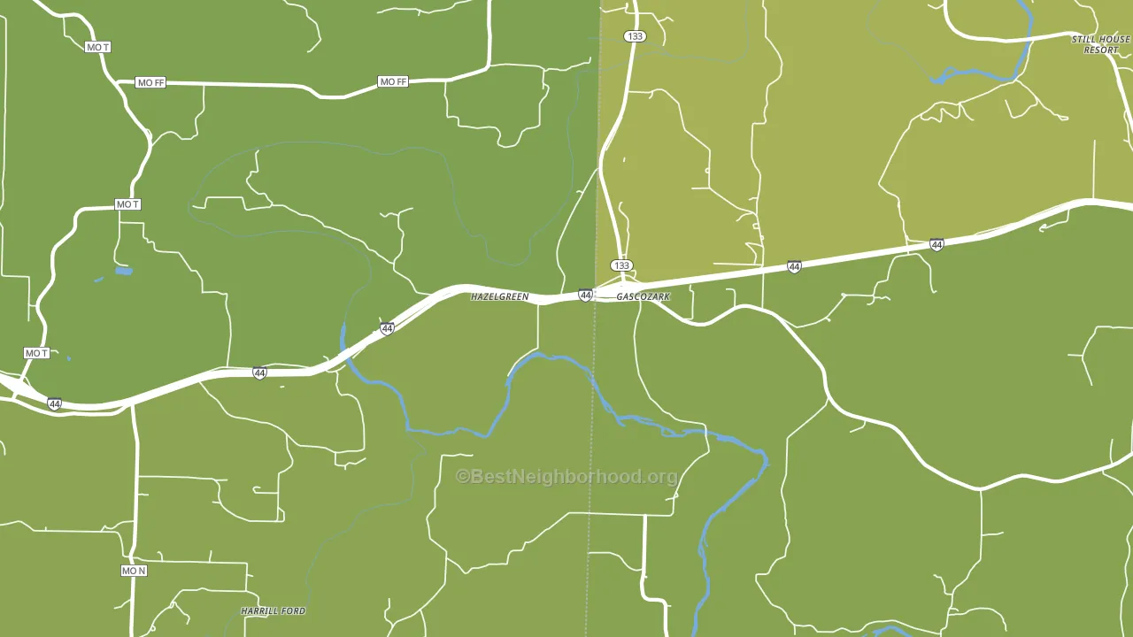 Hazelgreen, MO block-group voter-turnout map