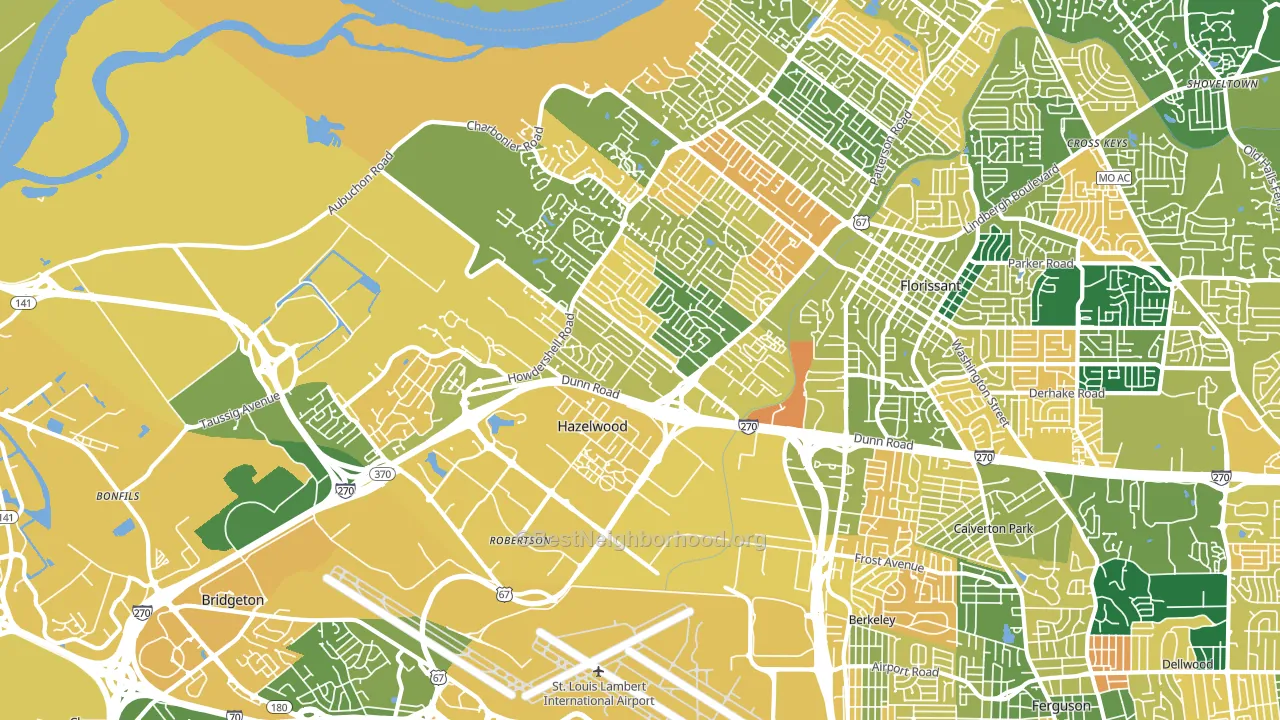 Hazelwood, MO block-group voter-turnout map