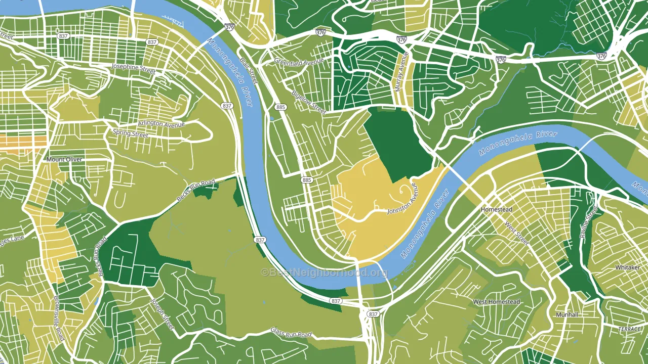 Hazelwood, Pittsburgh, PA block-group voter-turnout map
