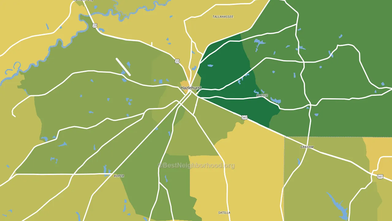 Hazlehurst, GA block-group voter-turnout map