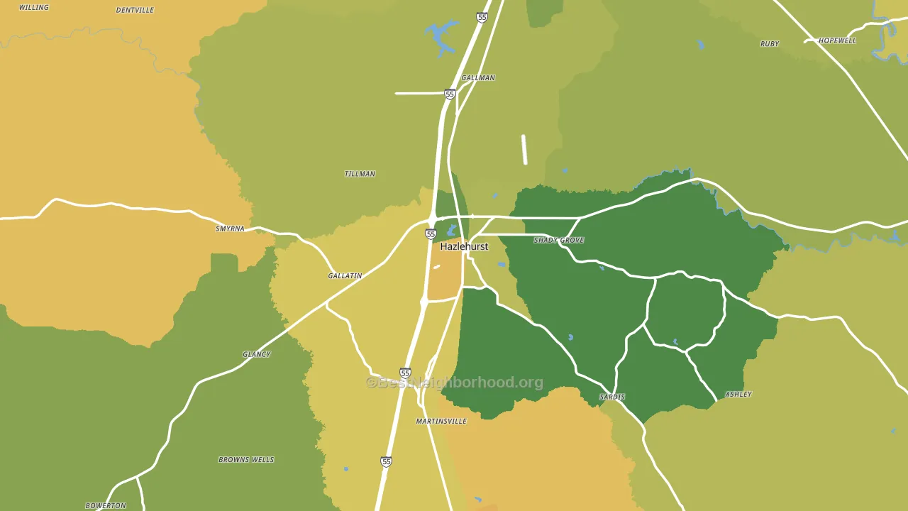 Hazlehurst, MS block-group voter-turnout map