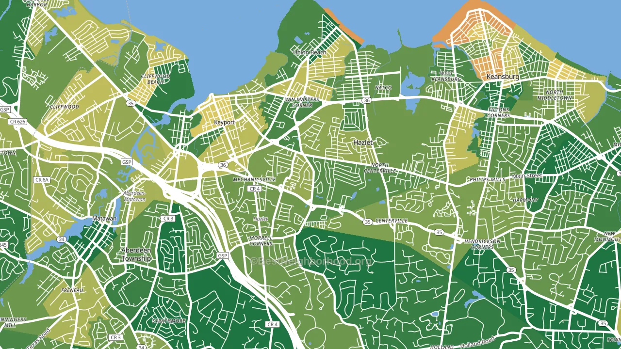 Hazlet, NJ block-group voter-turnout map