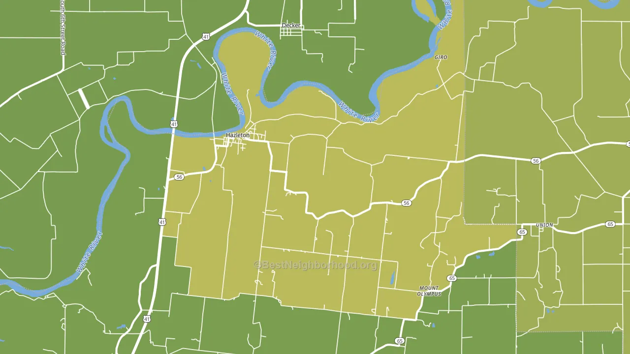 Hazleton, IN block-group voter-turnout map
