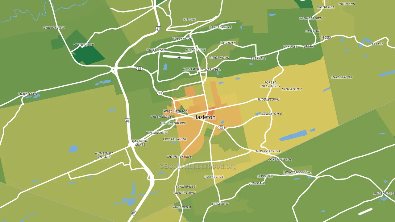 Hazleton, PA block-group voter-turnout map
