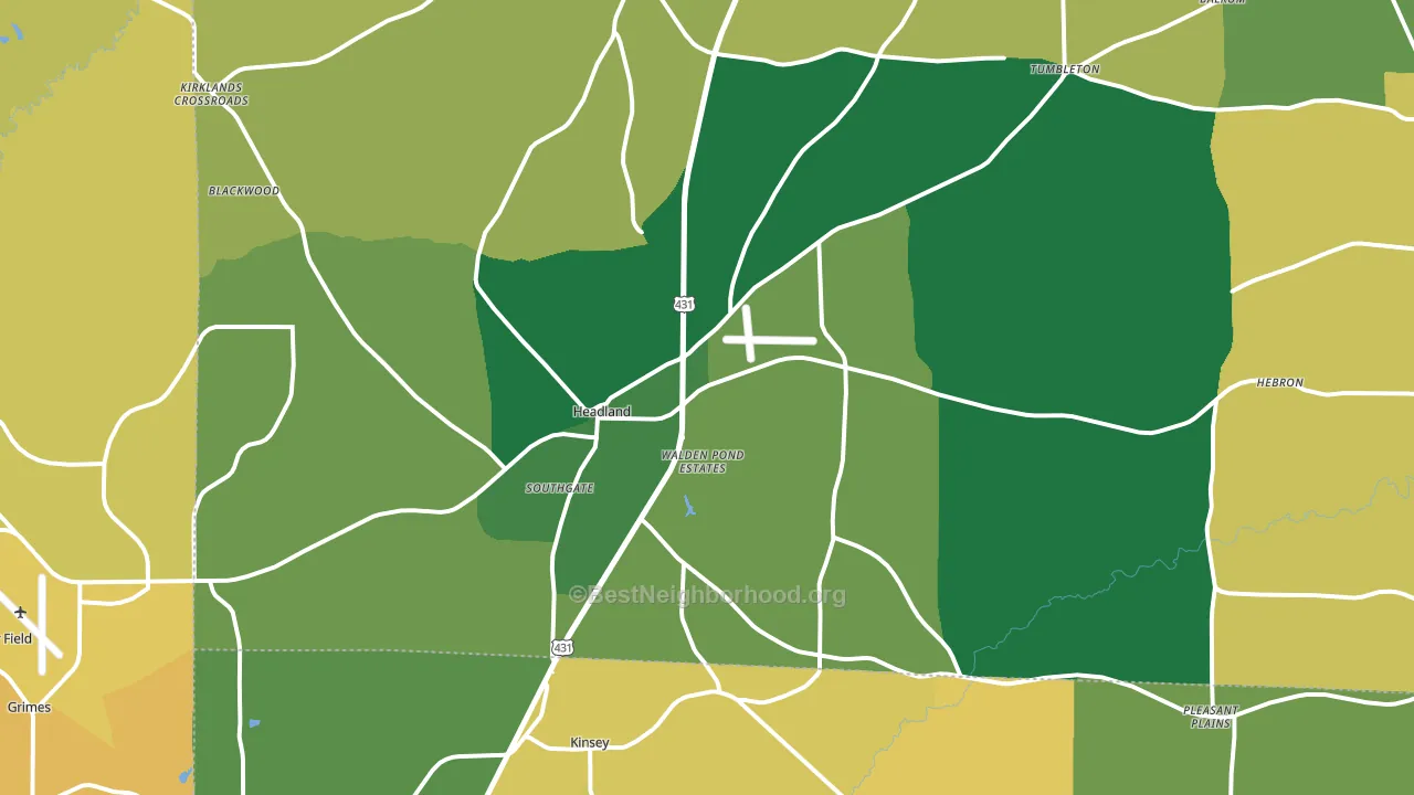 Headland, AL block-group voter-turnout map