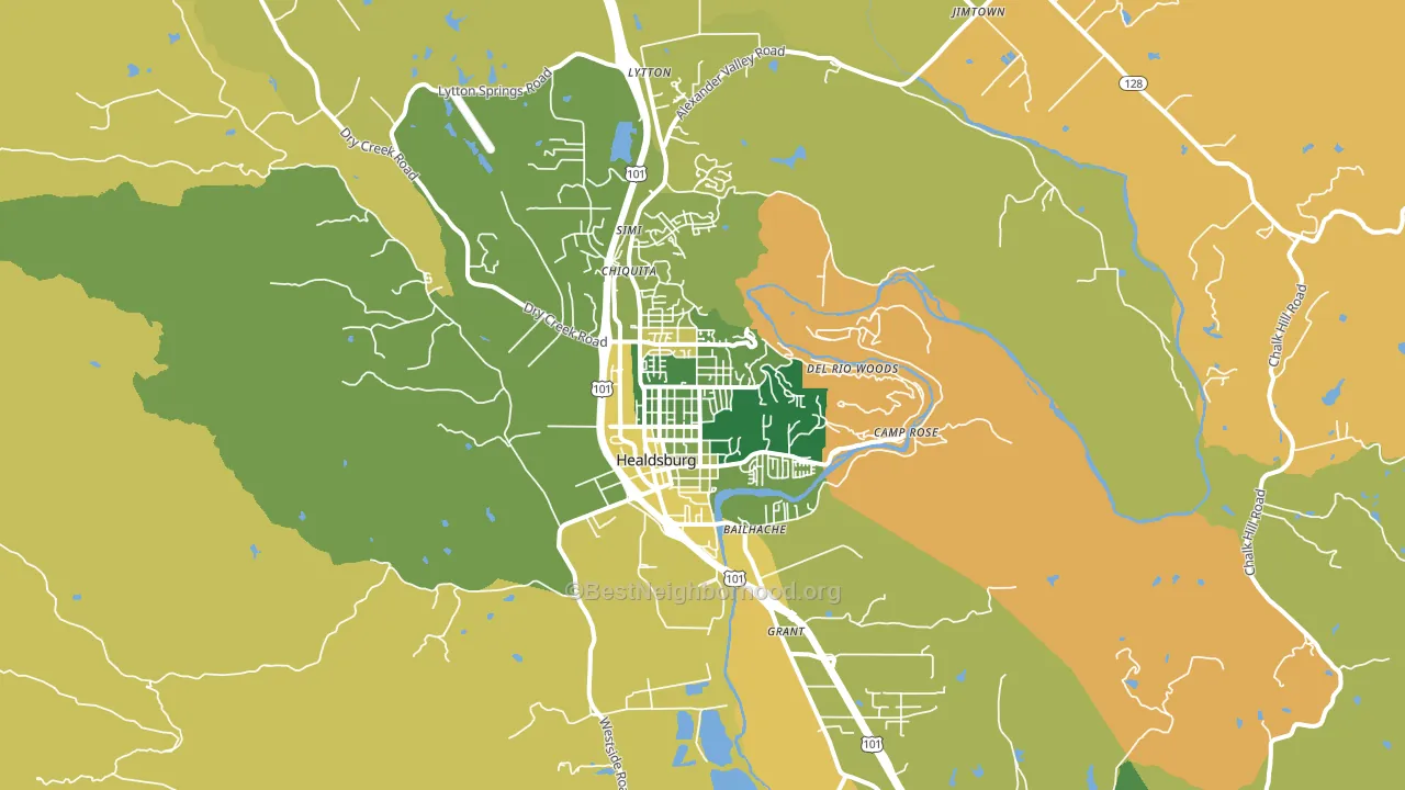 Healdsburg, CA block-group voter-turnout map