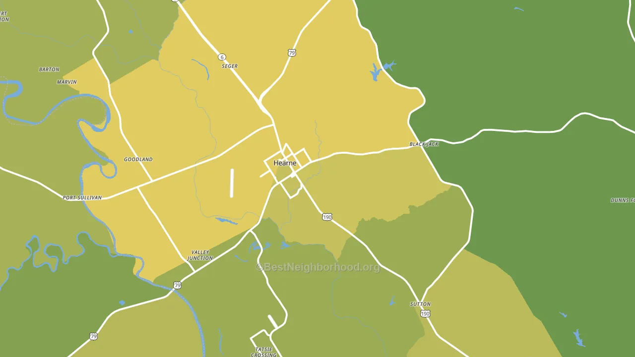 Hearne, TX block-group voter-turnout map