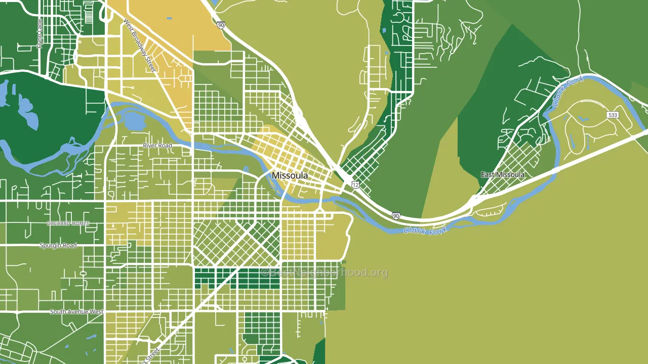 Heart of Missoula, Missoula, MT block-group voter-turnout map