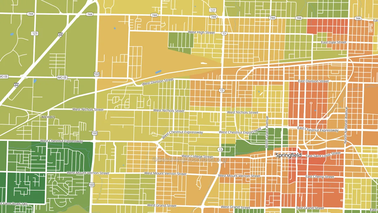 Heart of the Westside, Springfield, MO block-group voter-turnout map