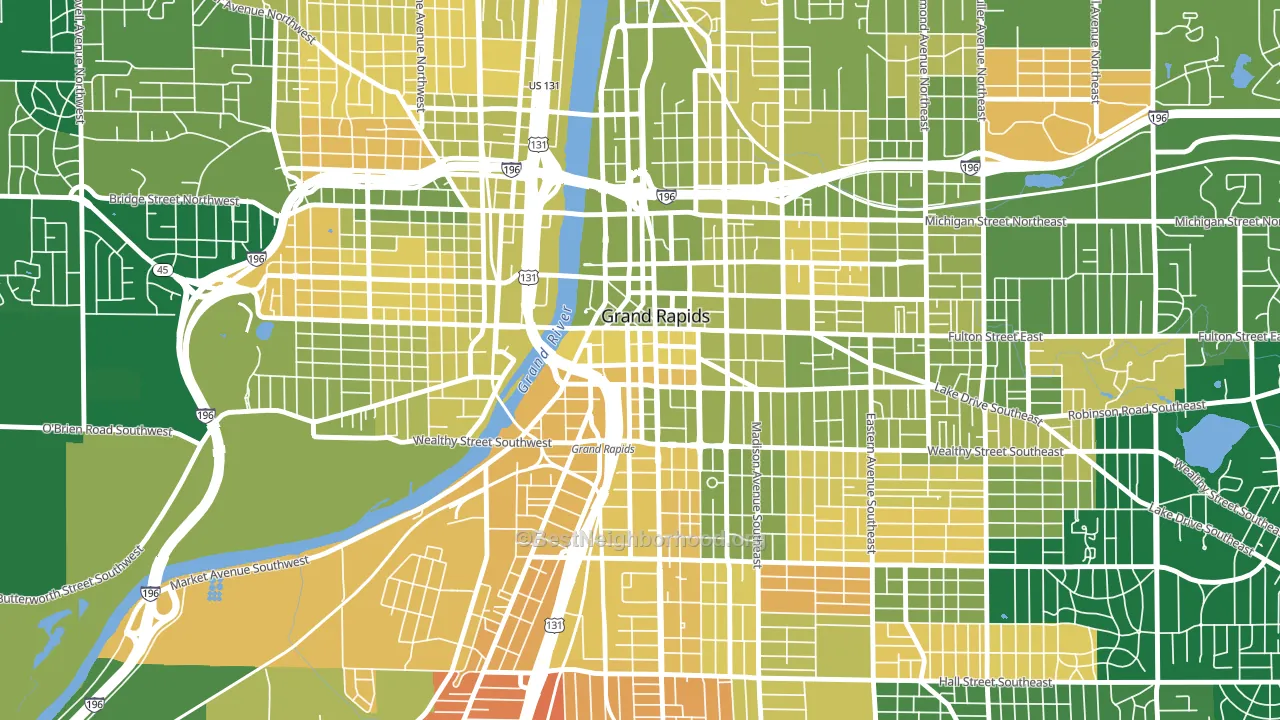 Heartside-Downtown, Grand Rapids, MI block-group voter-turnout map