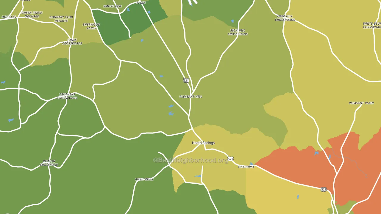 Heath Springs, SC block-group voter-turnout map