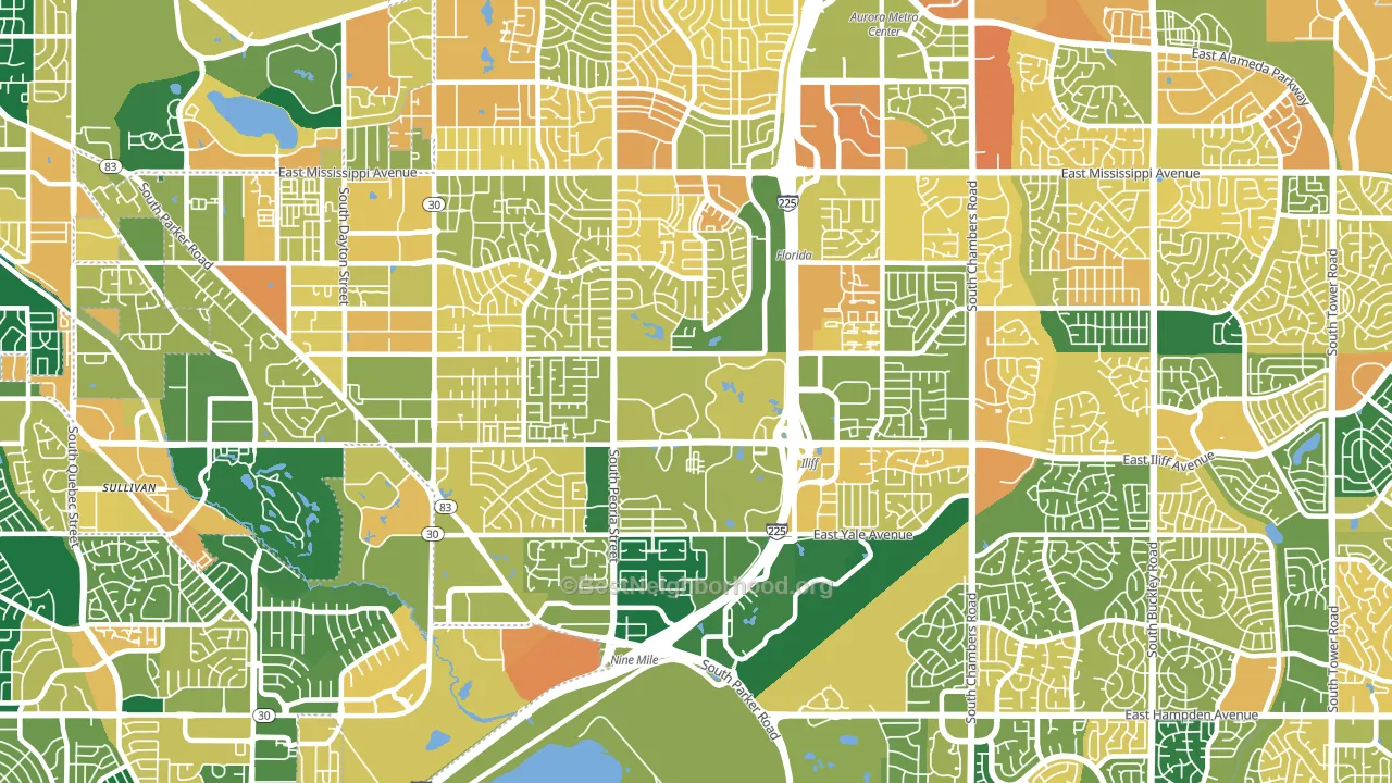 Heather Ridge, Aurora, CO block-group voter-turnout map