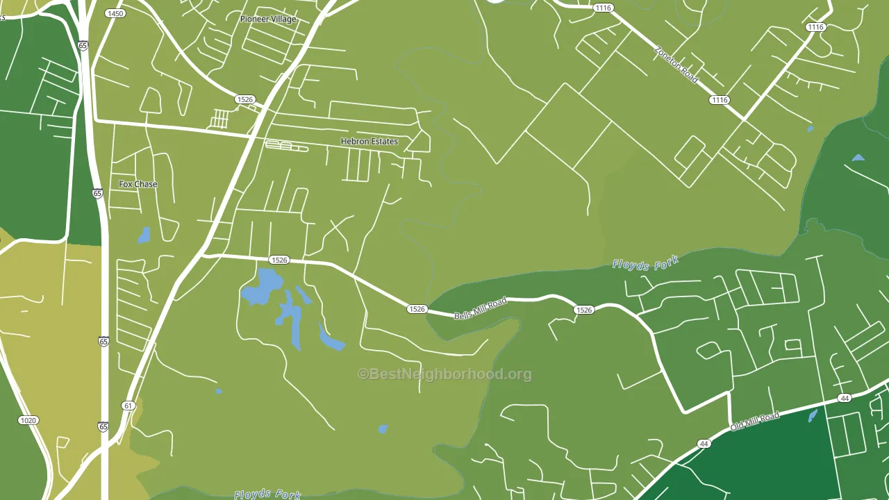 Hebron Estates, KY block-group voter-turnout map