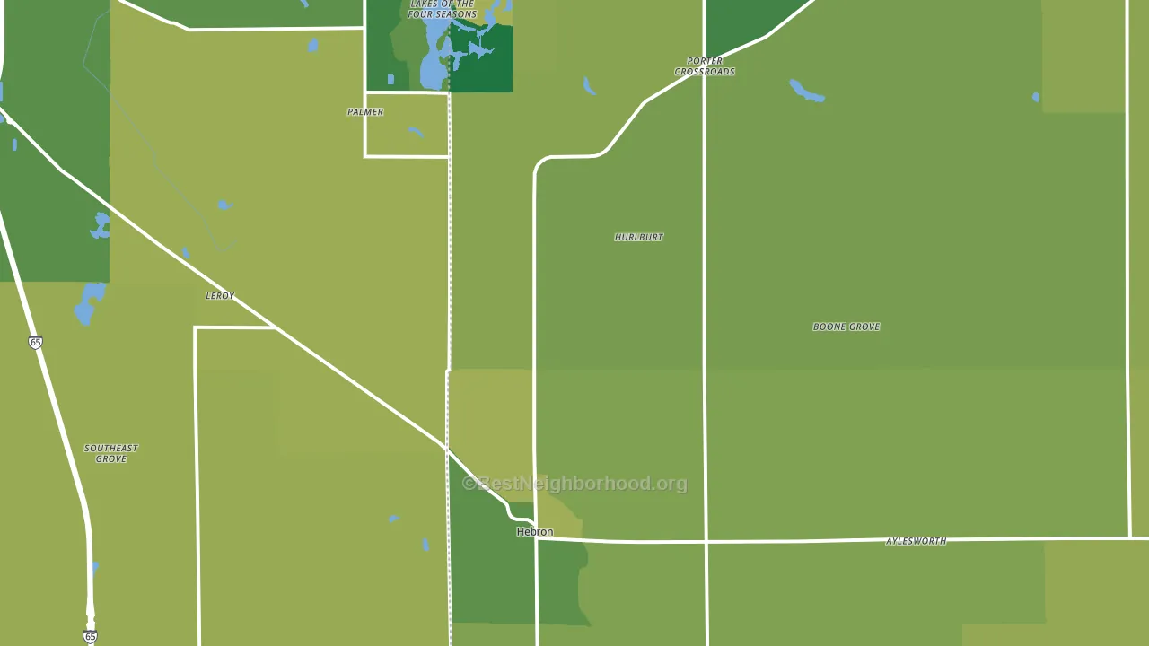 Hebron, IN block-group voter-turnout map