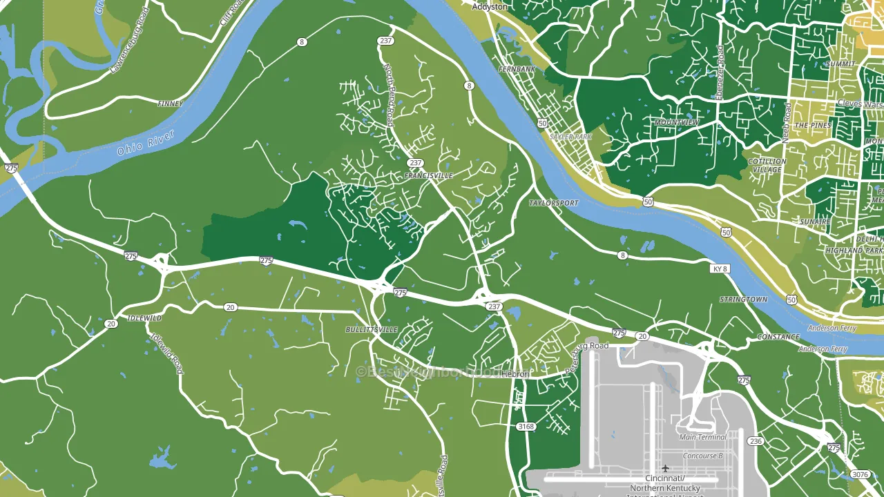 Hebron, KY block-group voter-turnout map