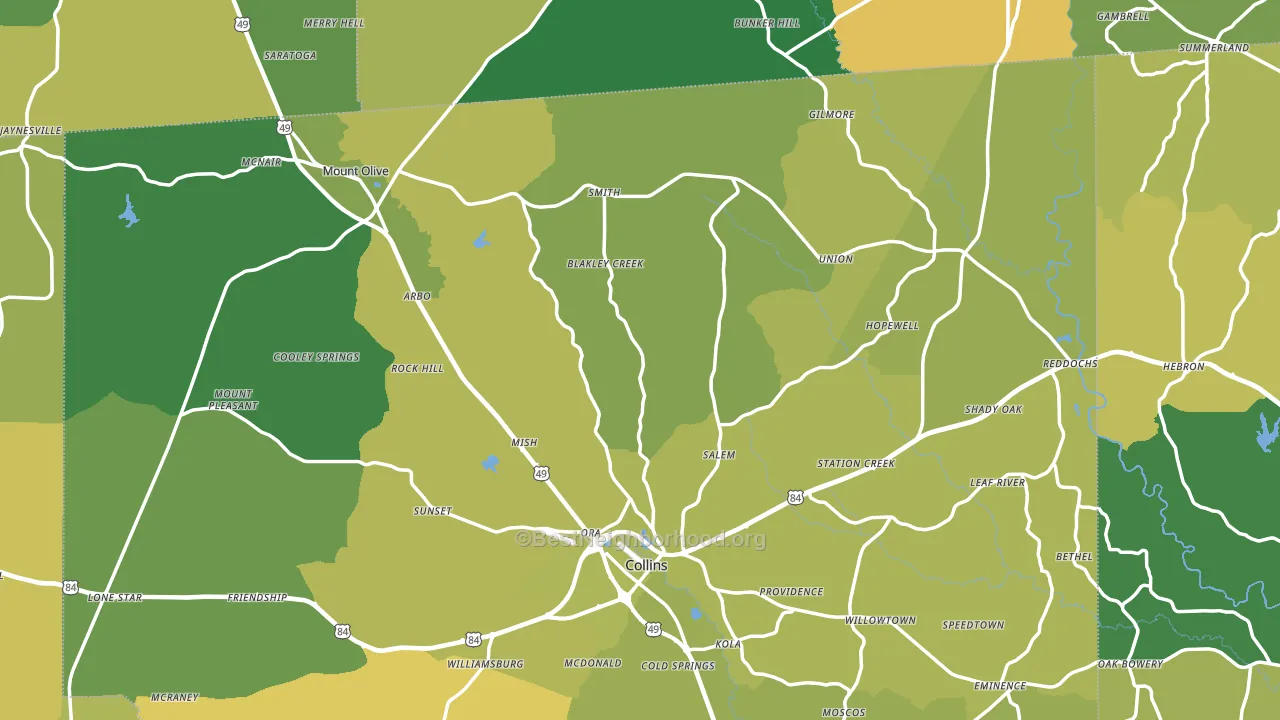 Hebron, MS block-group voter-turnout map