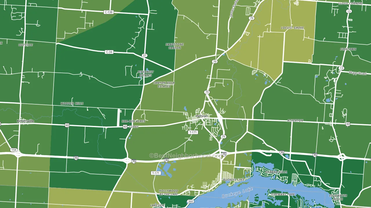 Hebron, OH block-group voter-turnout map