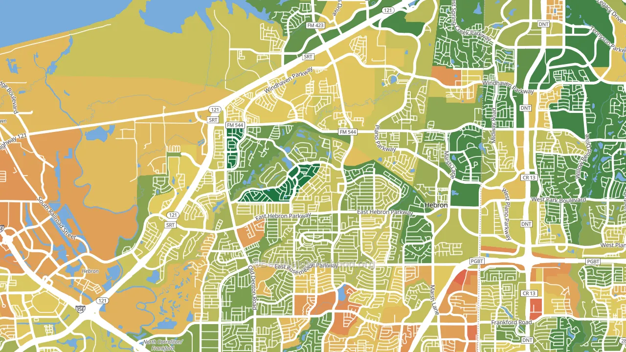 Hebron, TX block-group voter-turnout map