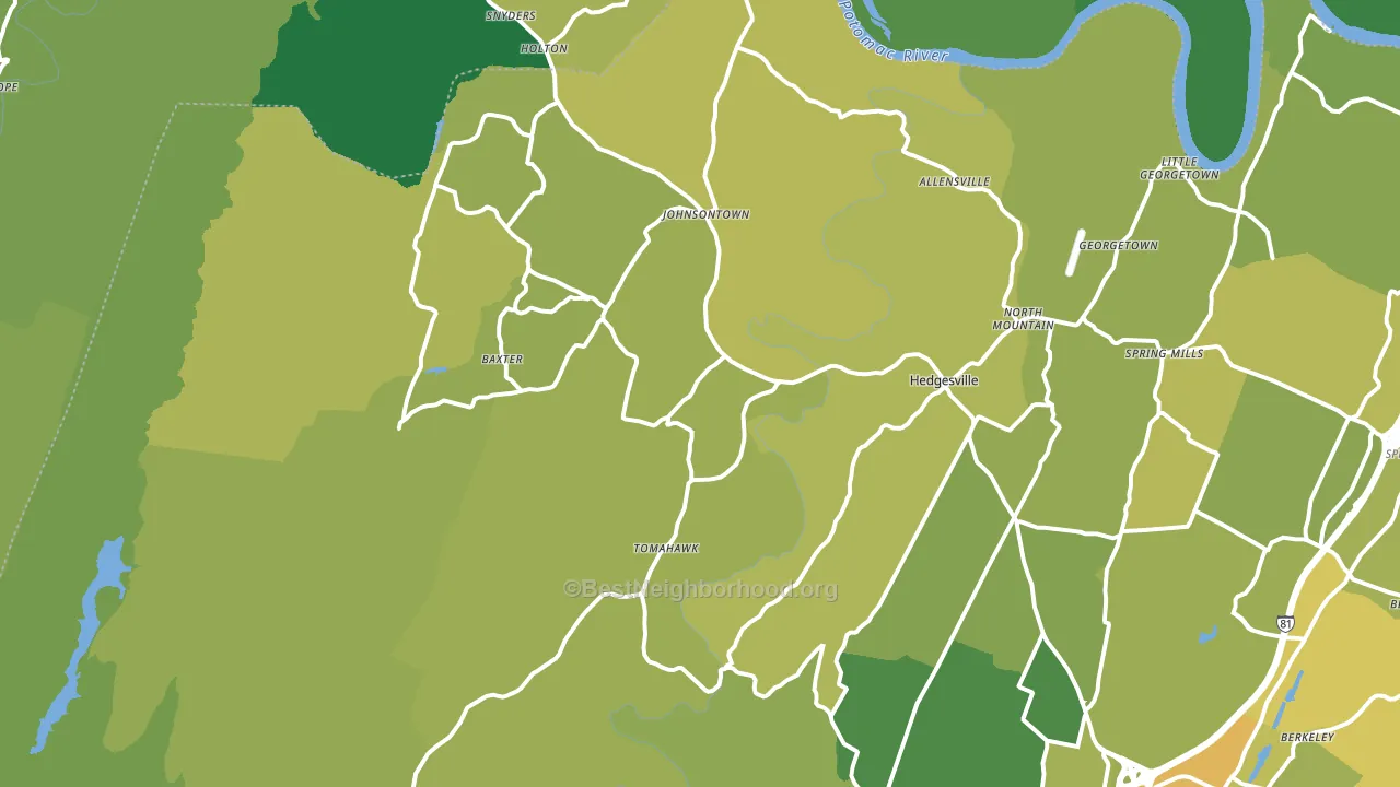 Hedgesville, WV block-group voter-turnout map