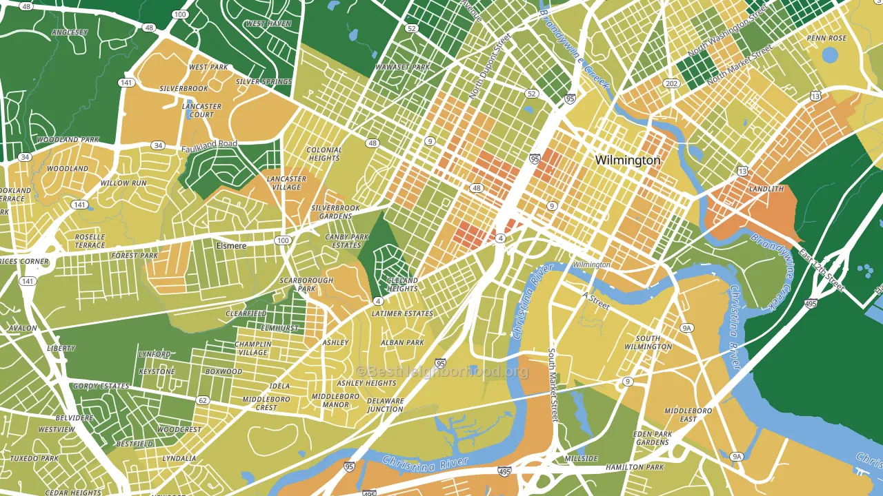 Hedgeville, Wilmington, DE block-group voter-turnout map