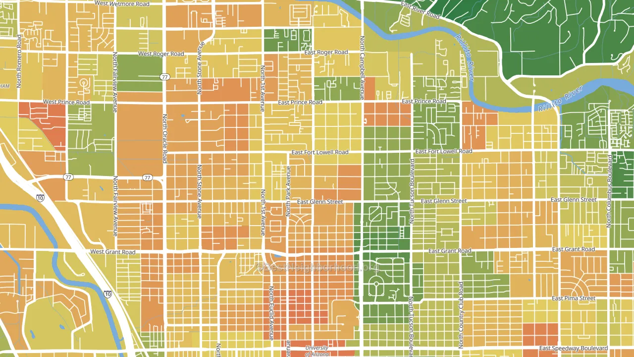 Hedrick Acres, Tucson, AZ block-group voter-turnout map