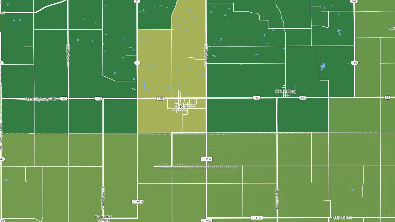 Hedrick, IA block-group voter-turnout map